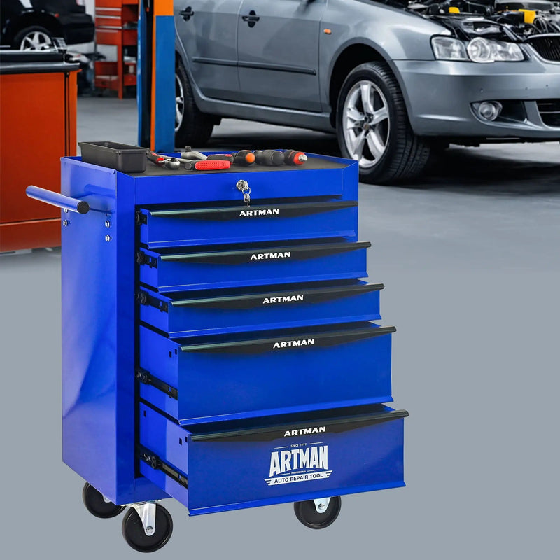 Rolling Metal Tool Chest With Drawers, Steel Storage Cabinet With Ball Bearing Slides by HouseOfZazla