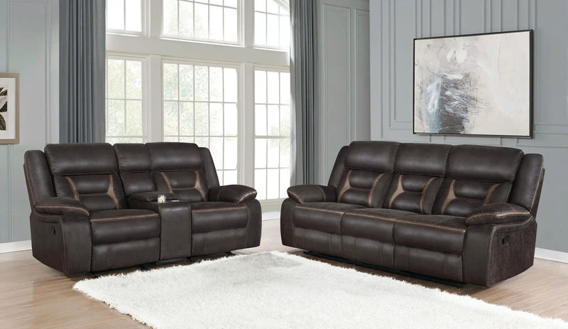 Greer 2-piece Upholstered Reclining Sofa Set Brown by Unique Piece Furniture