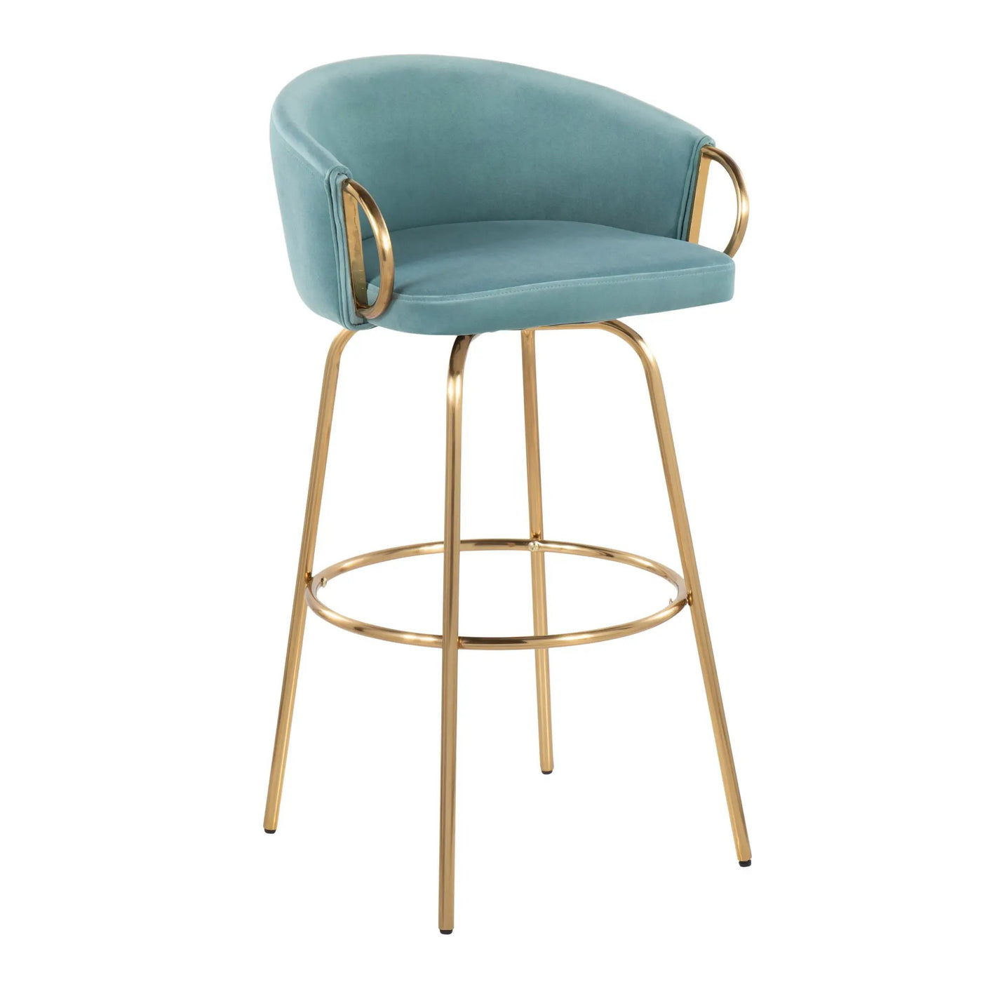 Claire - Contemporary / Glam Fixed Height Bar Stool (Set of 2) Round Footrest (Set of 2) by HouseOfZazla