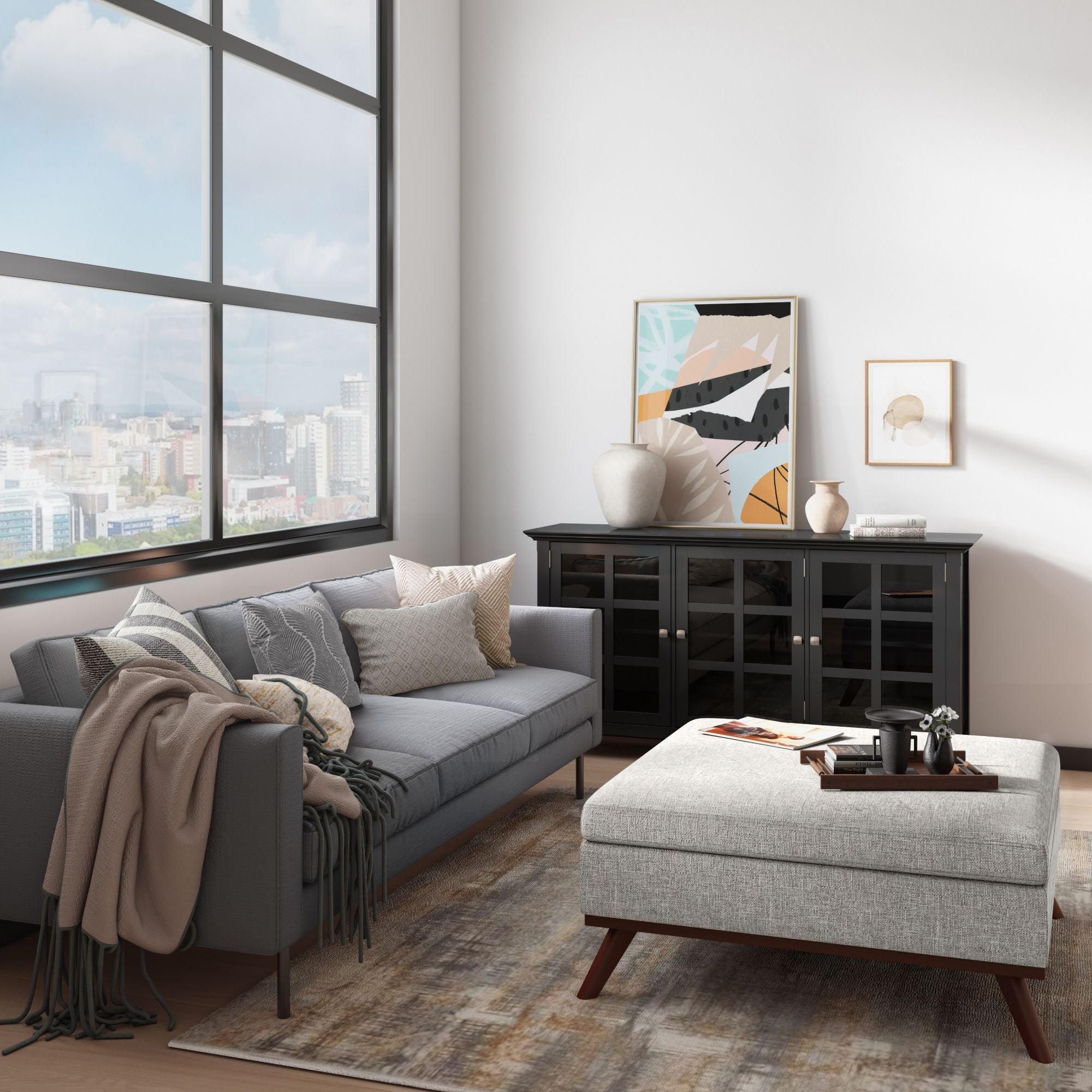 Owen - Multifunctional Square Coffee Table Storage Ottoman by HouseOfZazla