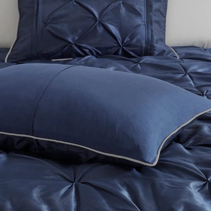 7 Piece Tufted Comforter Set Navy California King by HouseOfZazla
