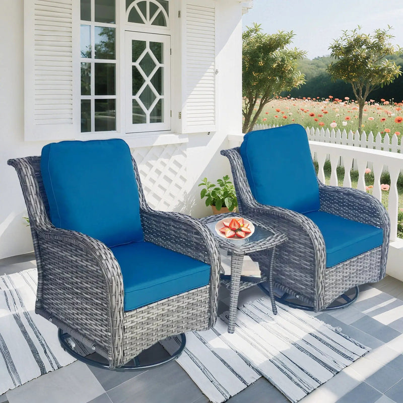 Wicker Patio Furniture Set - 3 Piece Rattan Outdoor Sectional Conversation Set by HouseOfZazla