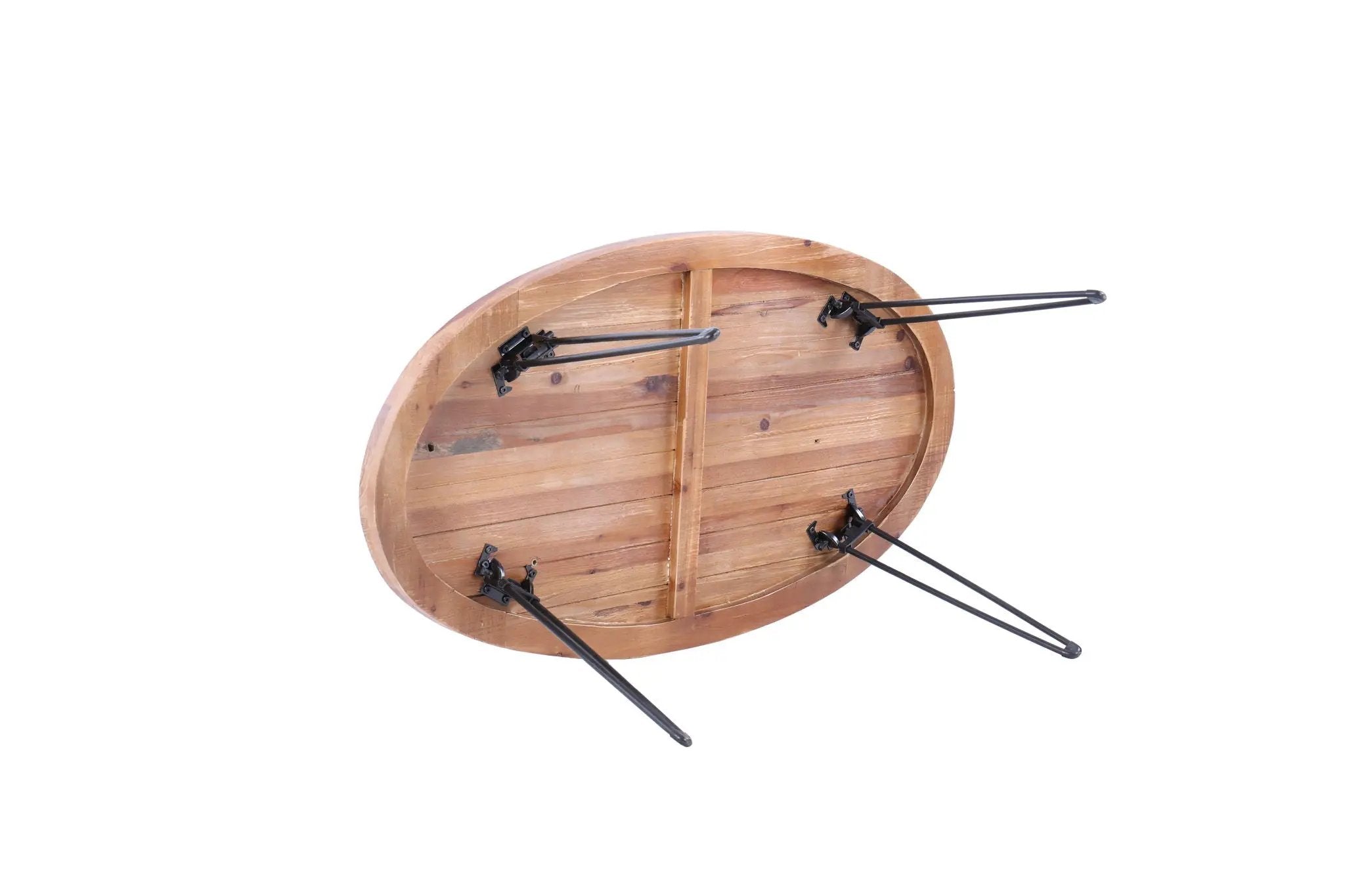 Oval Natural Reclaimed Wood Foldable Cocktail Table For Your Living Room - Natural by Unique Piece Furniture