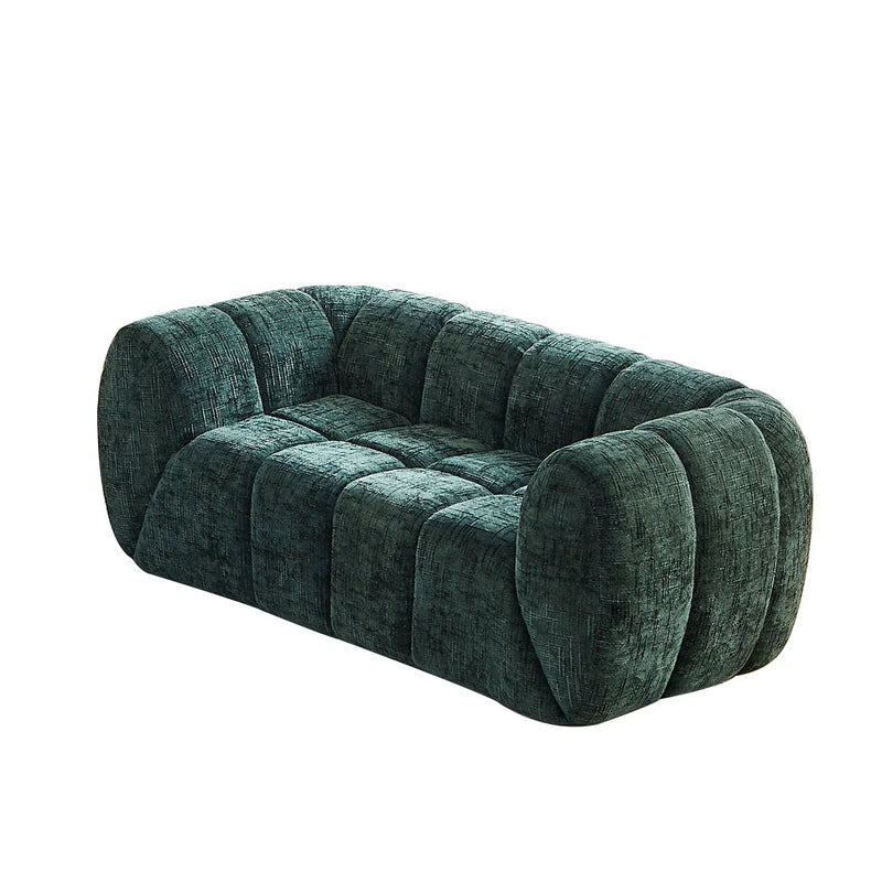 Quilted Cloud Sofa With Rounded Armrests And Piano Key Backrest Design by HouseOfZazla