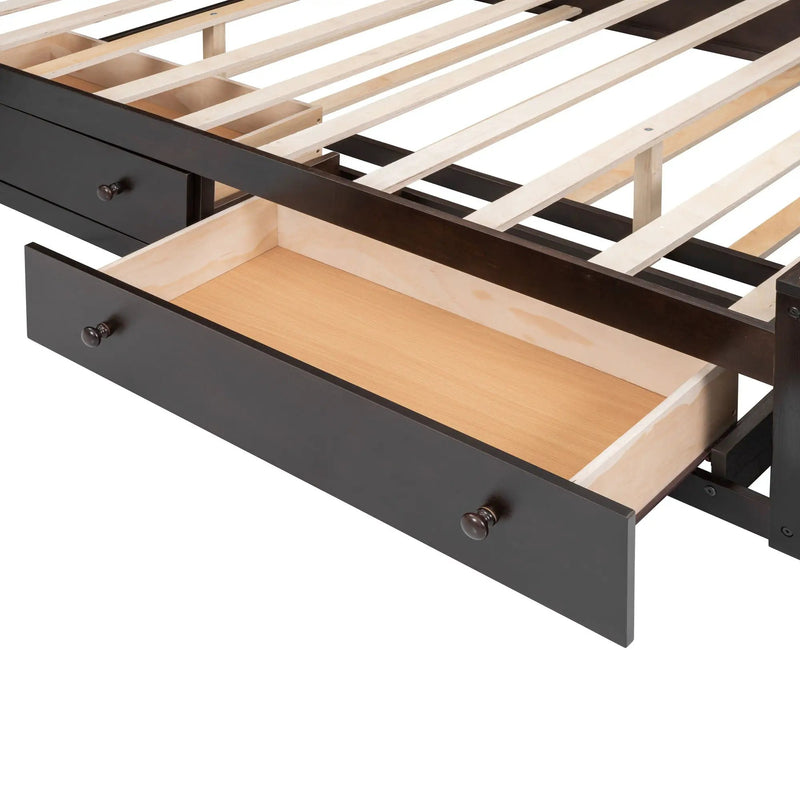 Bed With All In One Cabinet, Shelf And Sockets, Twin Long Trundle by Unique Piece Furniture