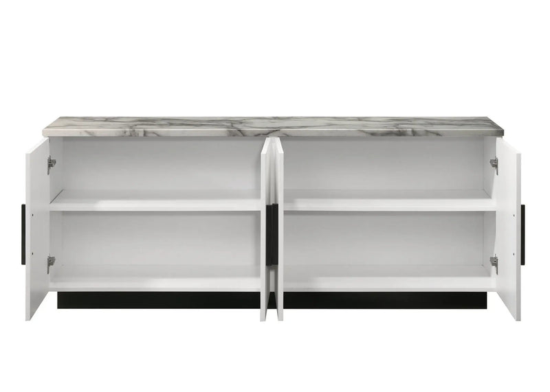 Matilda - Cabinet Console Table With White Faux Marble Top - White by Unique Piece Furniture