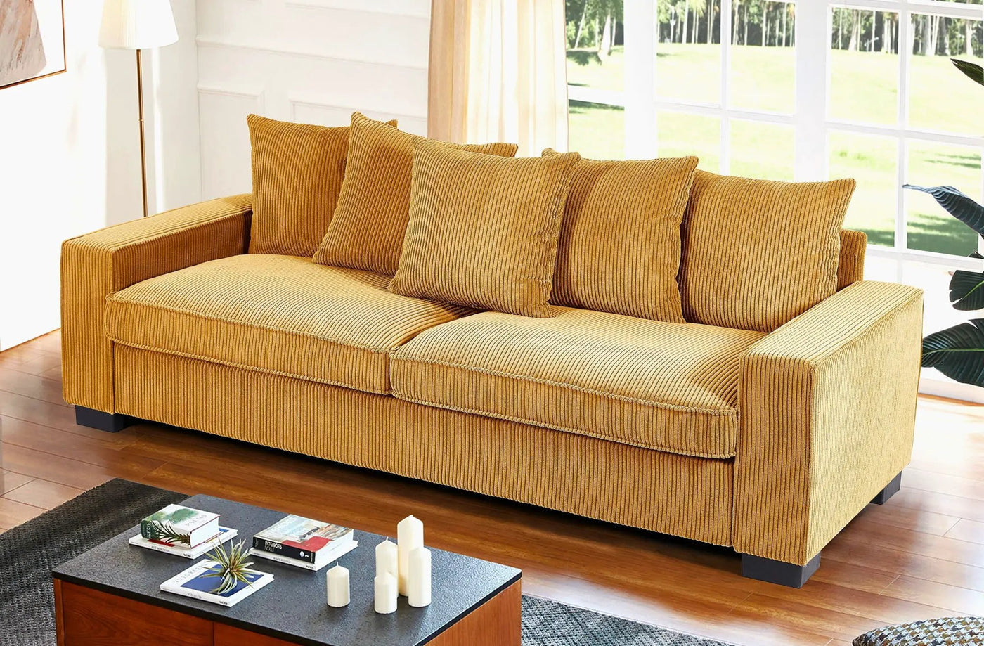 Luxe Sofa With 5 Matching Toss Pillows, Sleek Design, Spacious And Comfortable 3 Seater Couch by Unique Piece Furniture
