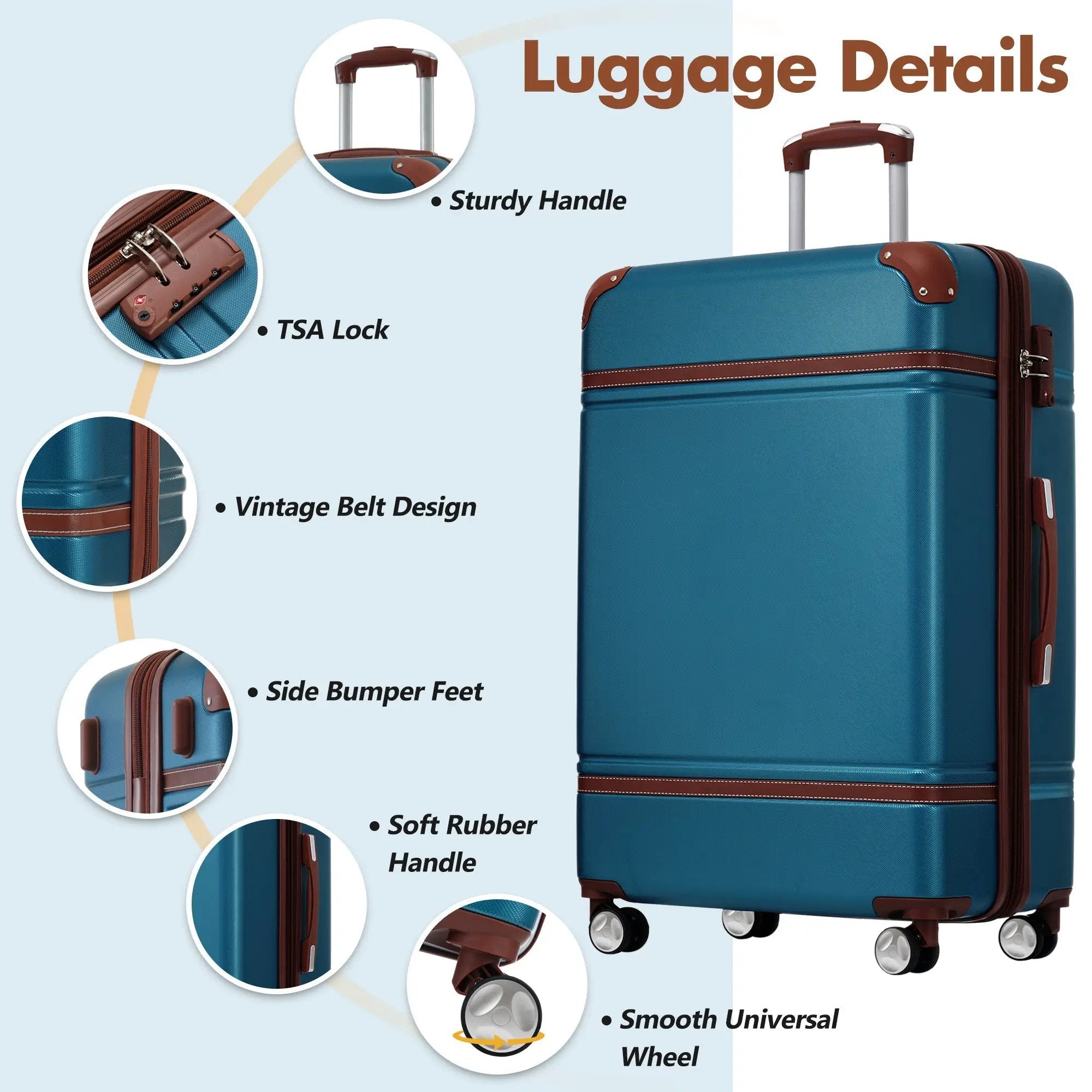 Hardshell 3-Piece Luggage Set with TSA Lock and Spinner Wheels by HouseOfZazla