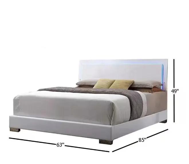 Lorimar White Faux Leather Panel Bed by HouseOfZazla
