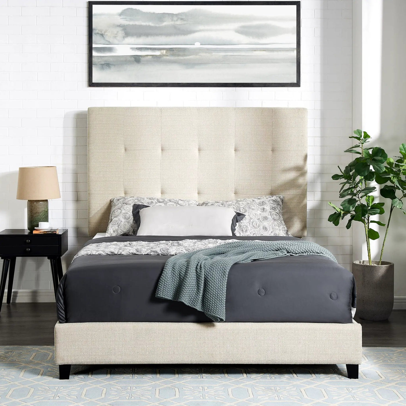 Tufted Upholstered Headboard Platform Bed by HouseOfZazla