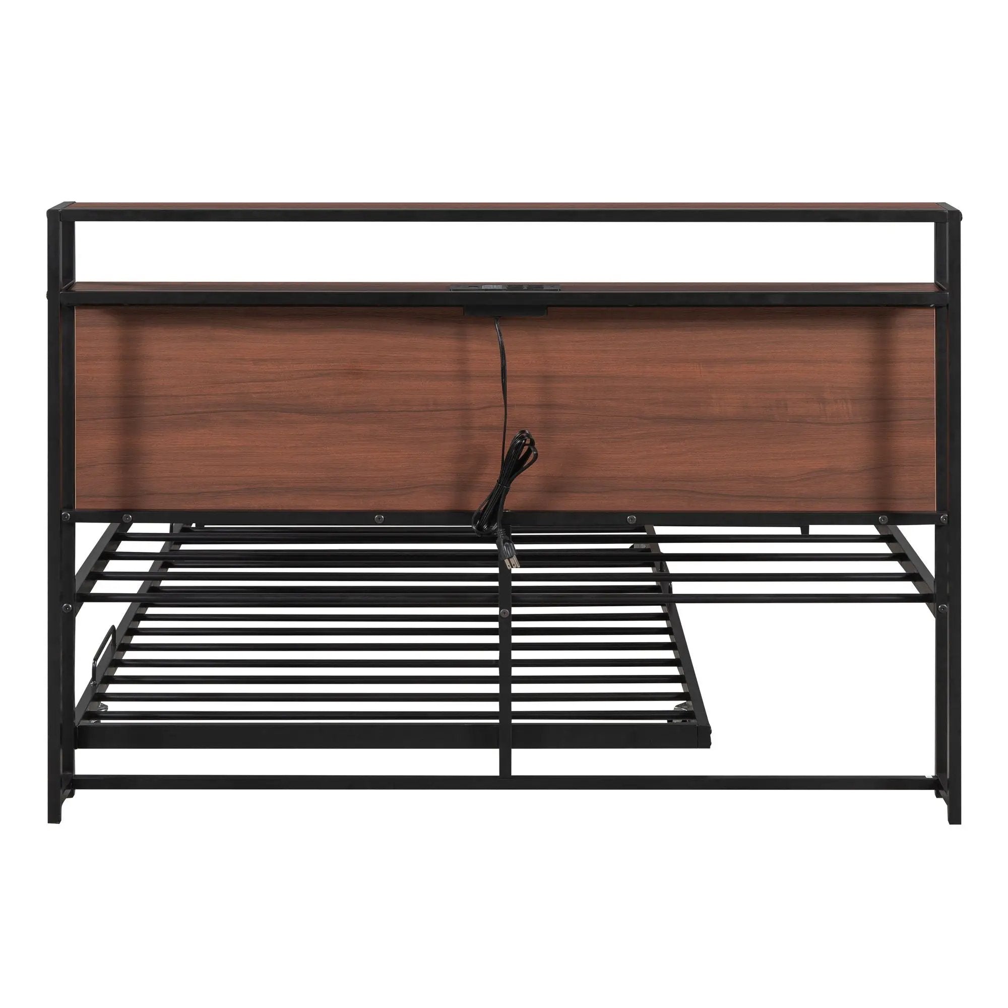 Platform Bed Frame With Trundle, USB Ports And Slat Support, No Box Spring Needed by HouseOfZazla