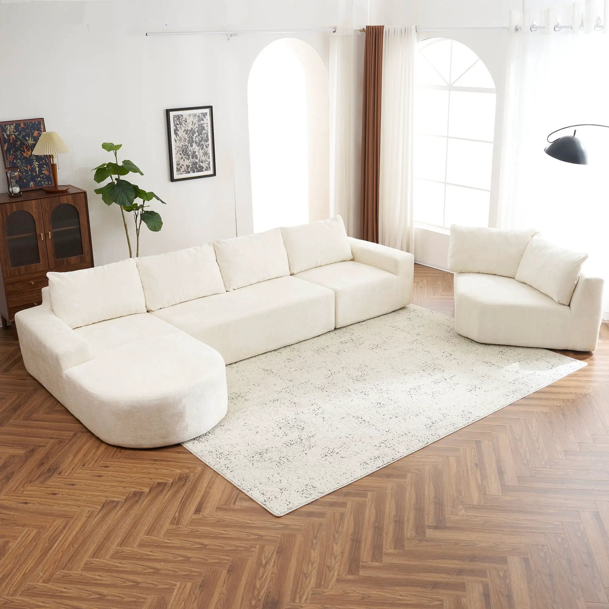 U-Shaped Oversized Modular Cloud Sectional Sofa With Deep Seat For Living Room by HouseOfZazla