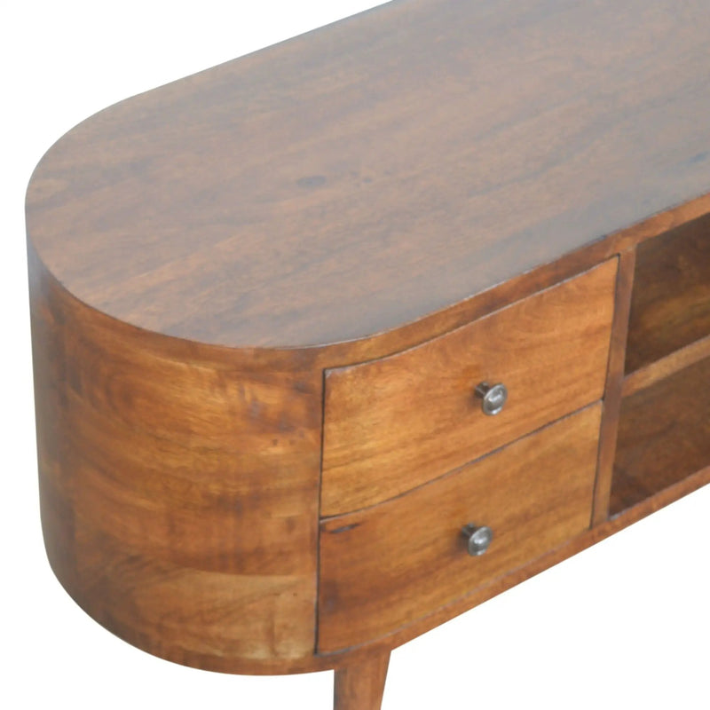 Solid Wood Rounded Entertainment Unit by HouseOfZazla