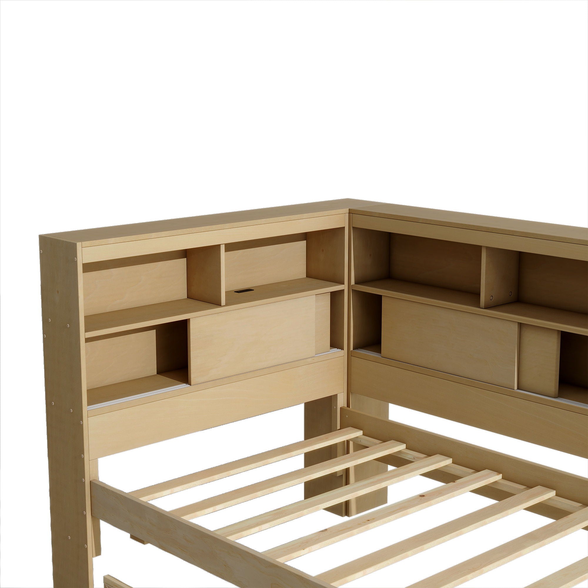 Daybed With Storage Shelves, USB Charging, And Trundle Bed by HouseOfZazla
