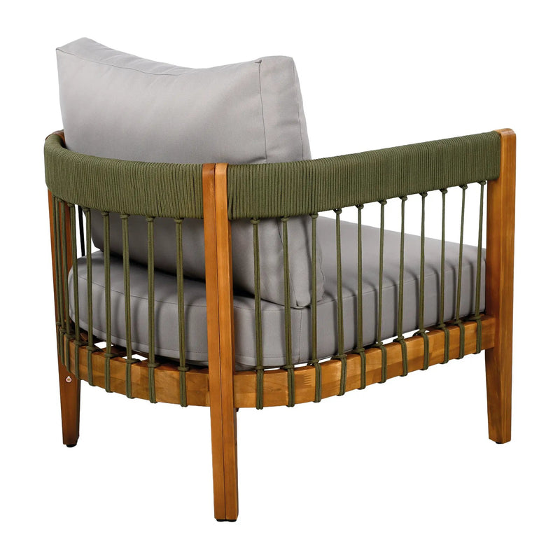 Acacia Wood Outdoor Club Chair with Handwoven Rope Accents by HouseOfZazla