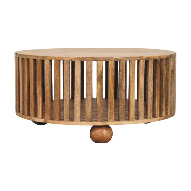 Slatted Round Coffee Table - Beige by HouseOfZazla