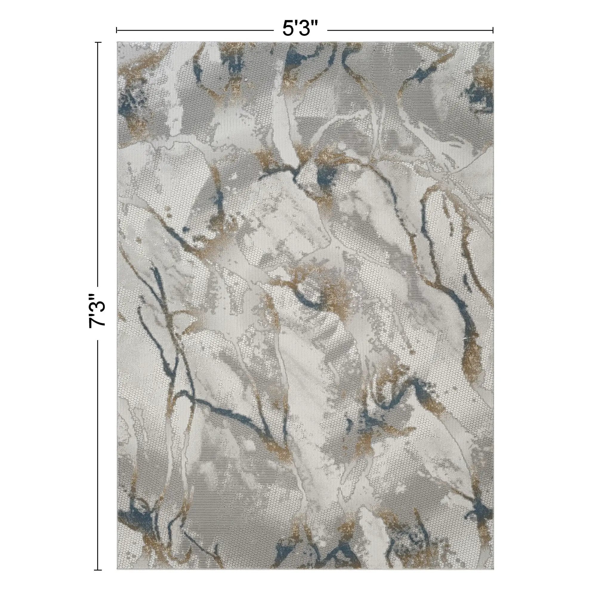 Geometrix - 5'3" X 7'3" Area Rug & Geometric 3D Effect - Ivory / Gray by Unique Piece Furniture