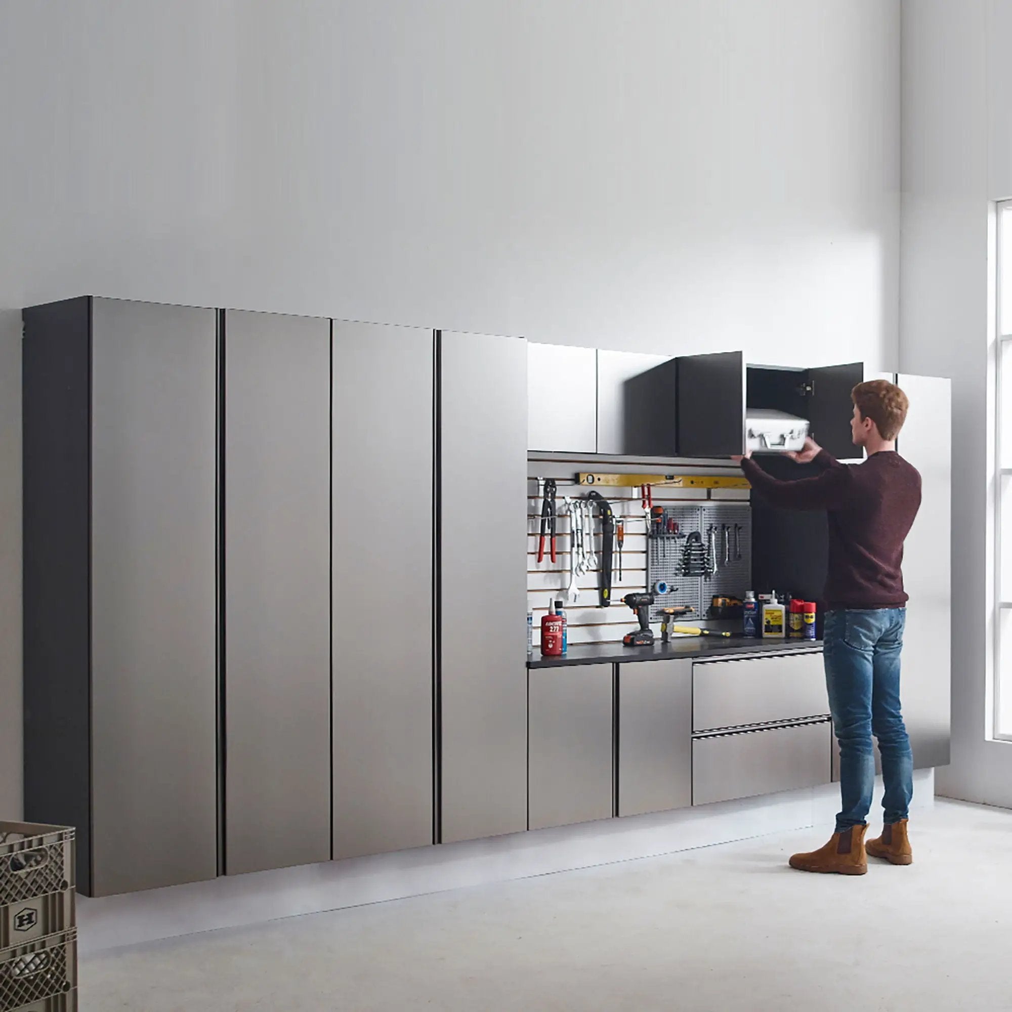 Nova Series - Door Wall Mounted Garage Cabinet, Soft Closing - Dark Gray by HouseOfZazla