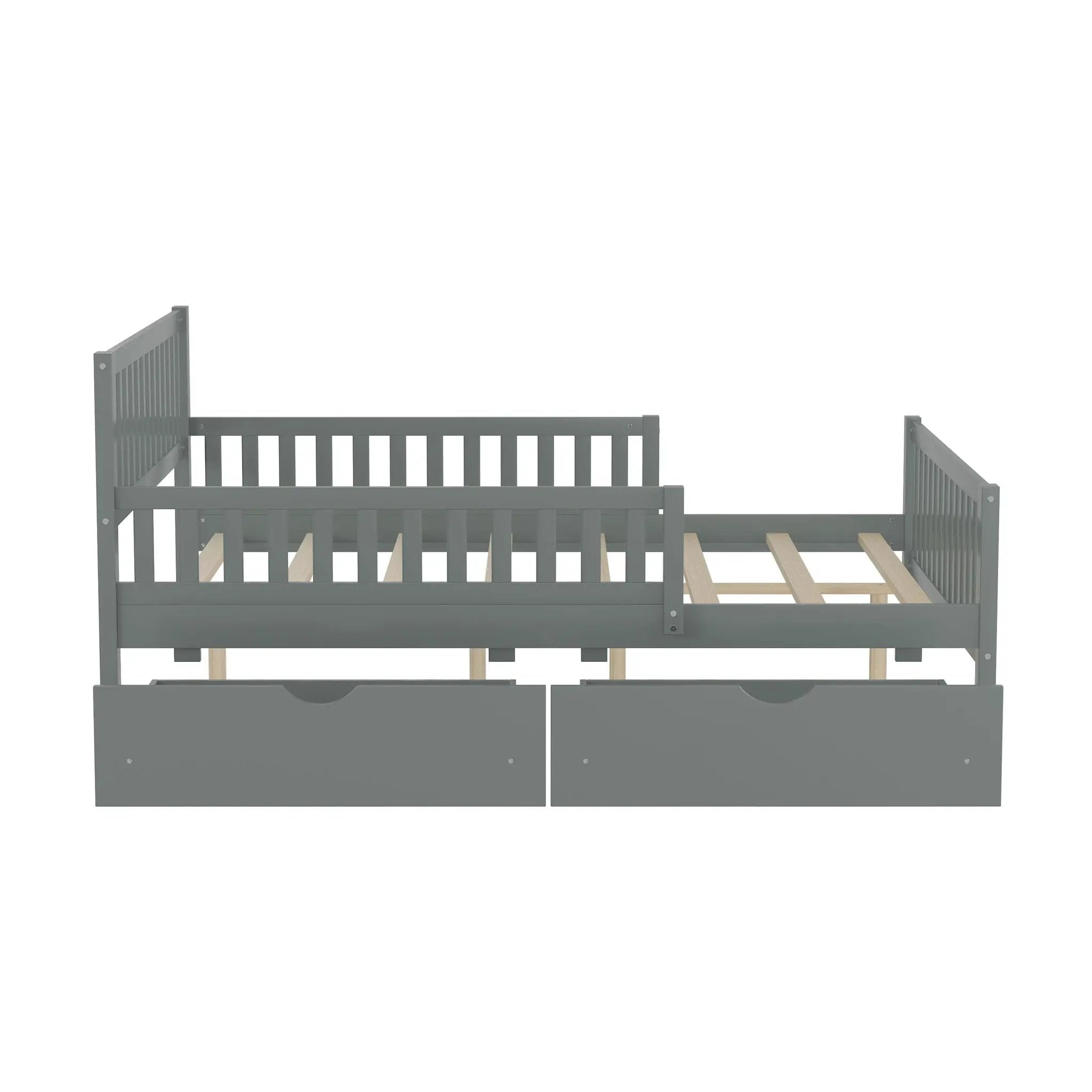 Platform Bed With Guardrails On Both Sides And 2 Storage Drawers by Unique Piece Furniture
