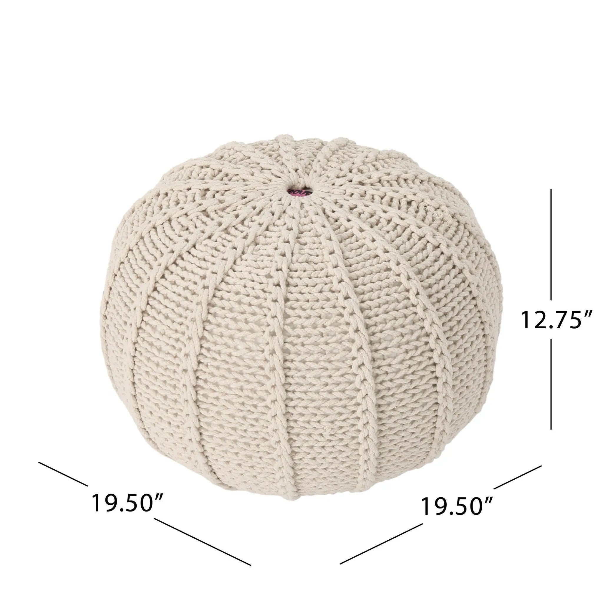 Bordeaux Knitted Round Pouf Ottoman And Floor Cushion by HouseOfZazla