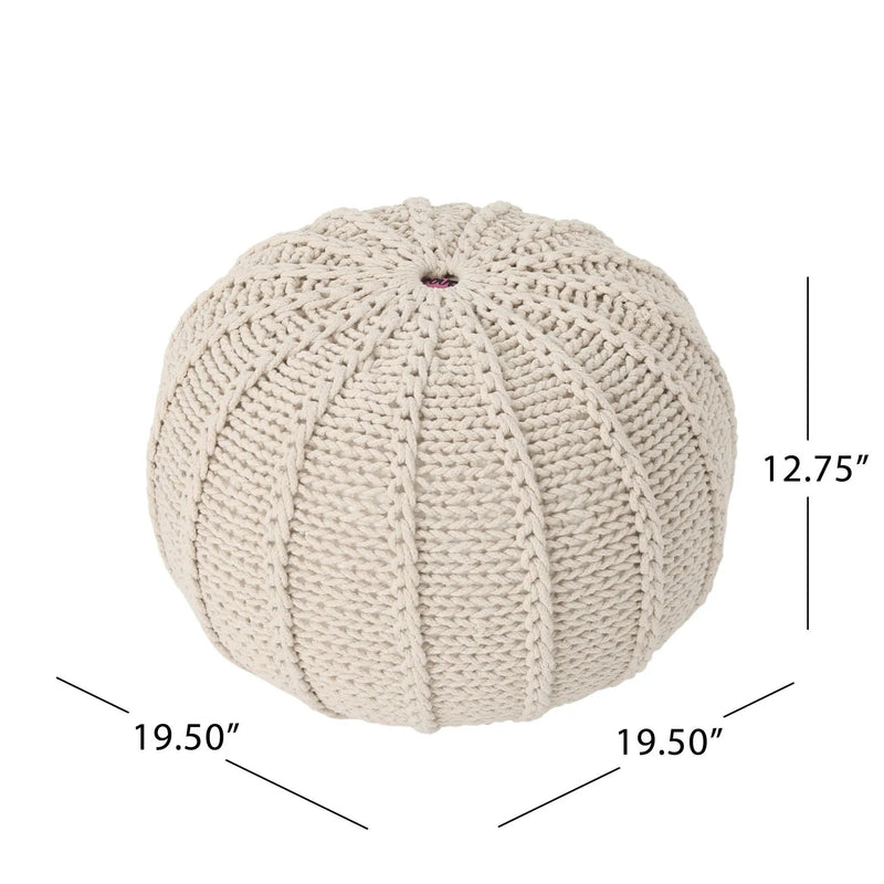 Bordeaux Knitted Round Pouf Ottoman And Floor Cushion by HouseOfZazla