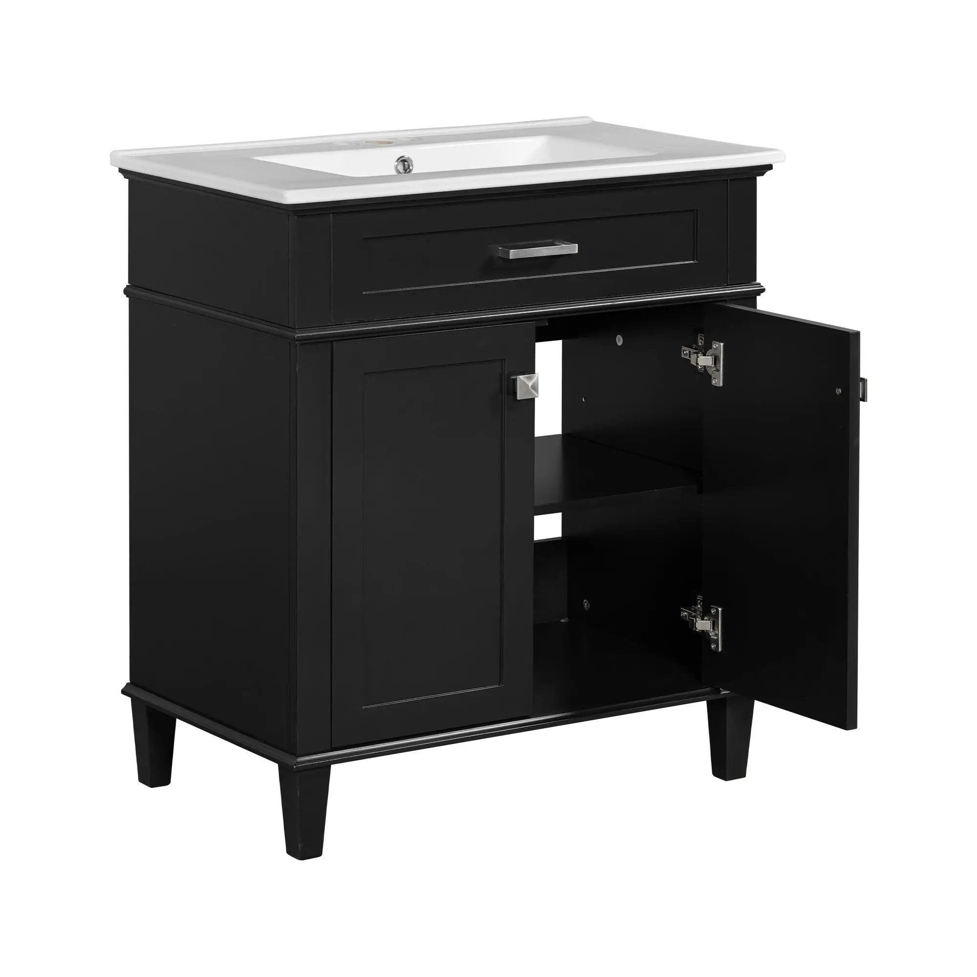 Bathroom Vanity With Ceramic Basin, Soft Close Door And Adjustable Shelves by HouseOfZazla
