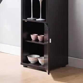 Bar Cabinet, Extended Table Kitchen Cabinet With Wine Bottle Compartment & Open Shelving - Red Cocoa by Unique Piece Furniture