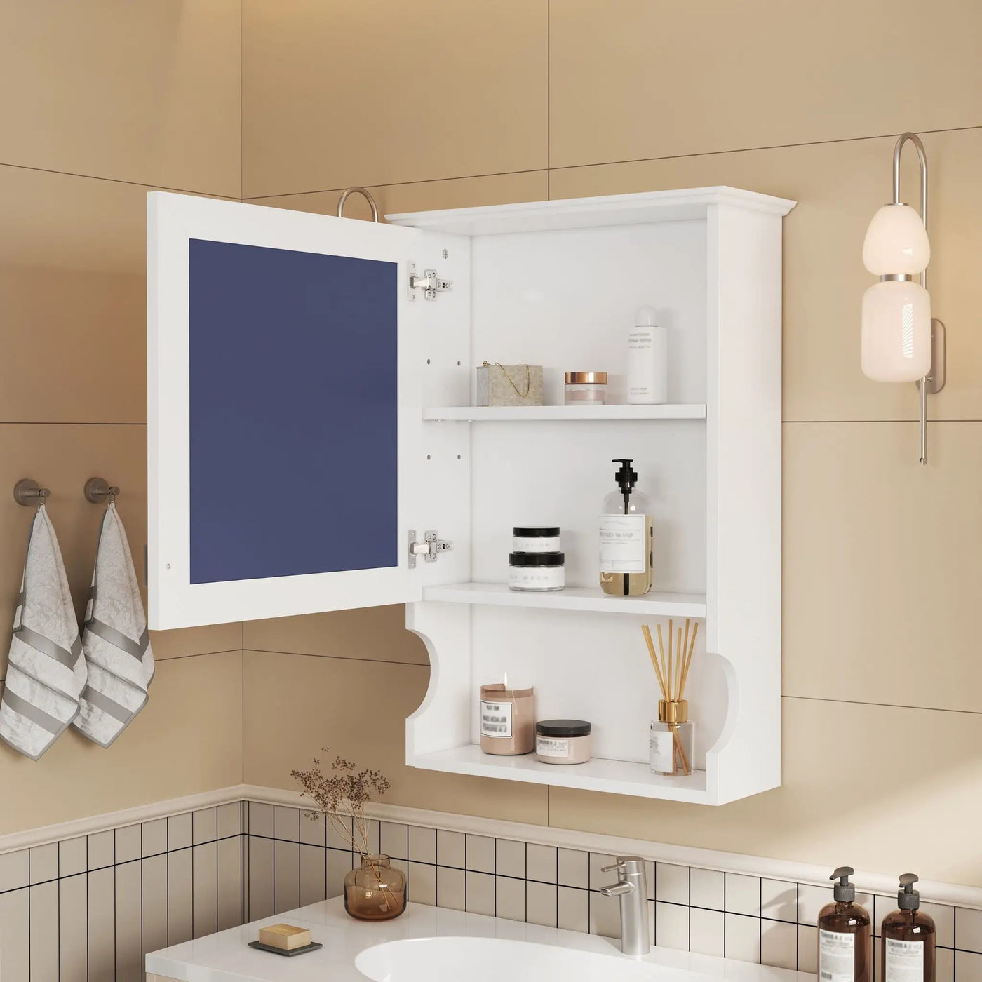 Wall Mounted Bathroom Storage Cabinet With Mirror, Soft Closing Hinges by Unique Piece Furniture