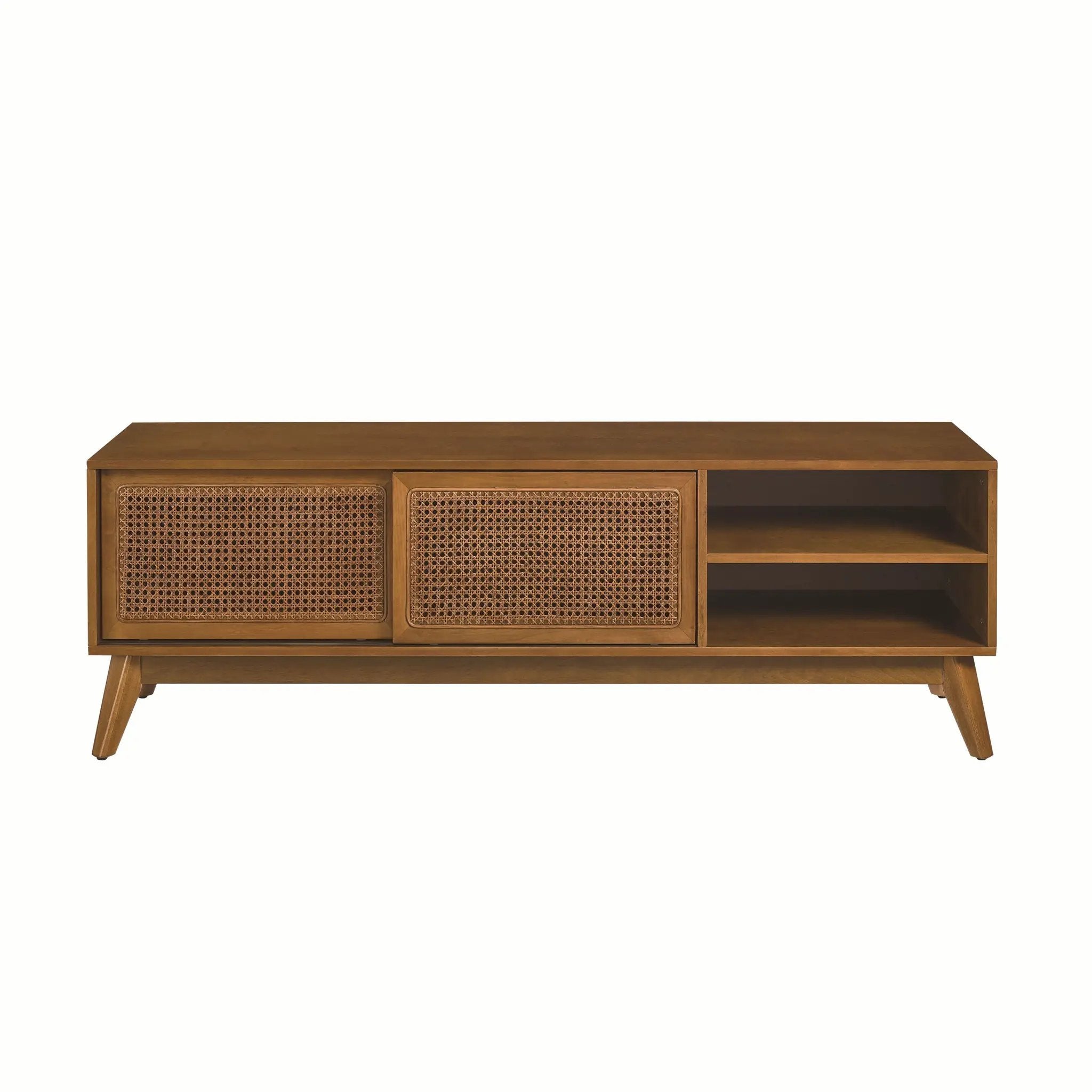 59 Inch Mid Century Modern Rattan TV Stand by BLAKHOM