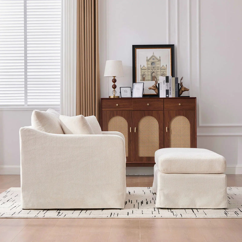 Accent Chair With Ottoman, Includes 2 Bolster Pillows by Unique Piece Furniture