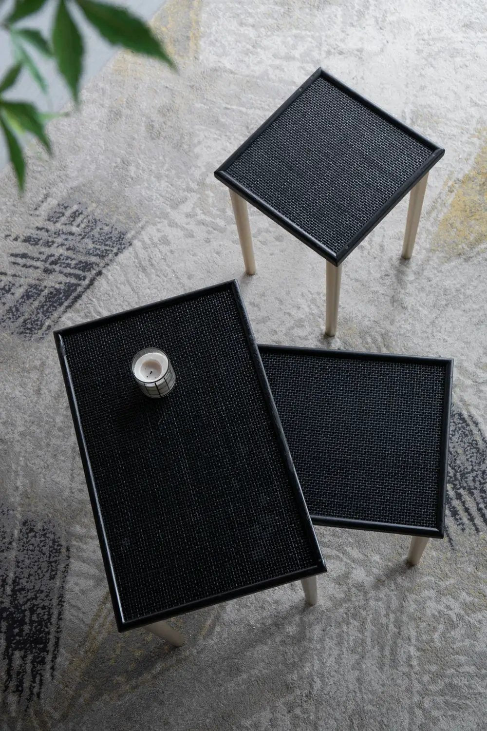 Side Tables (Set of 3) - Black / Gold by HouseOfZazla