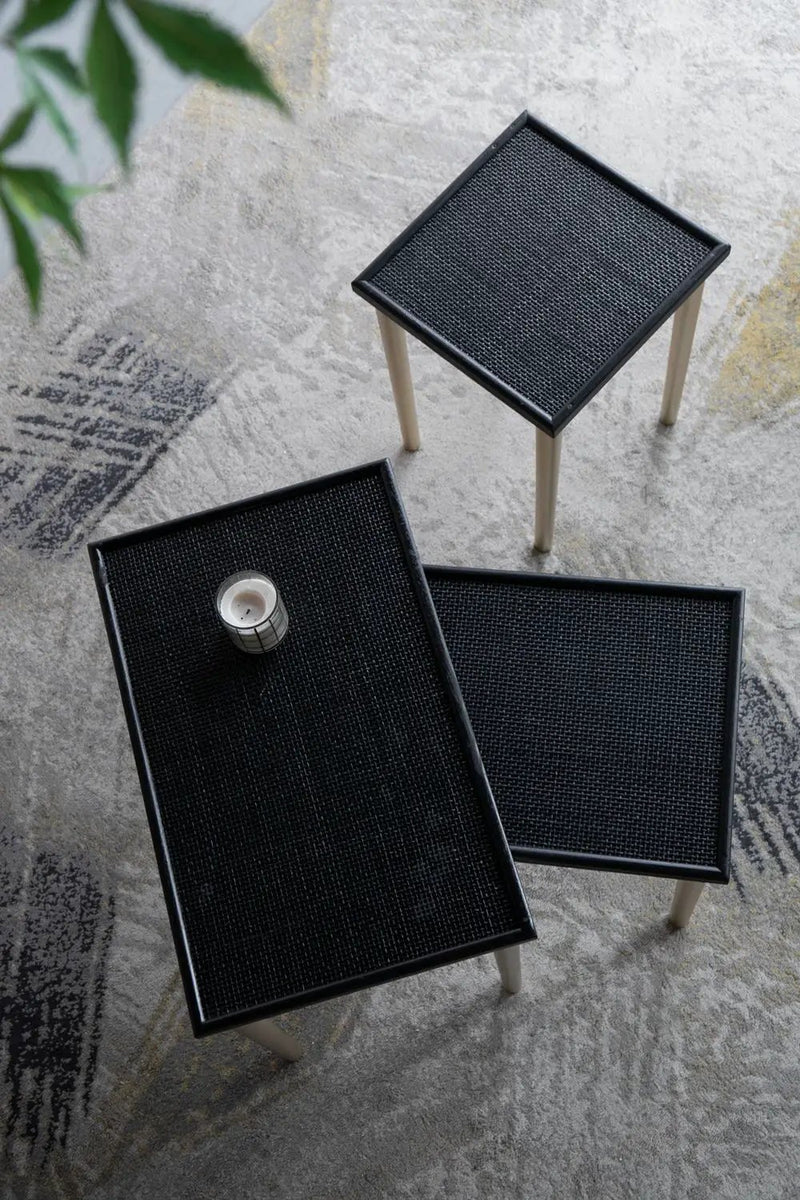 Side Tables (Set of 3) - Black / Gold by HouseOfZazla