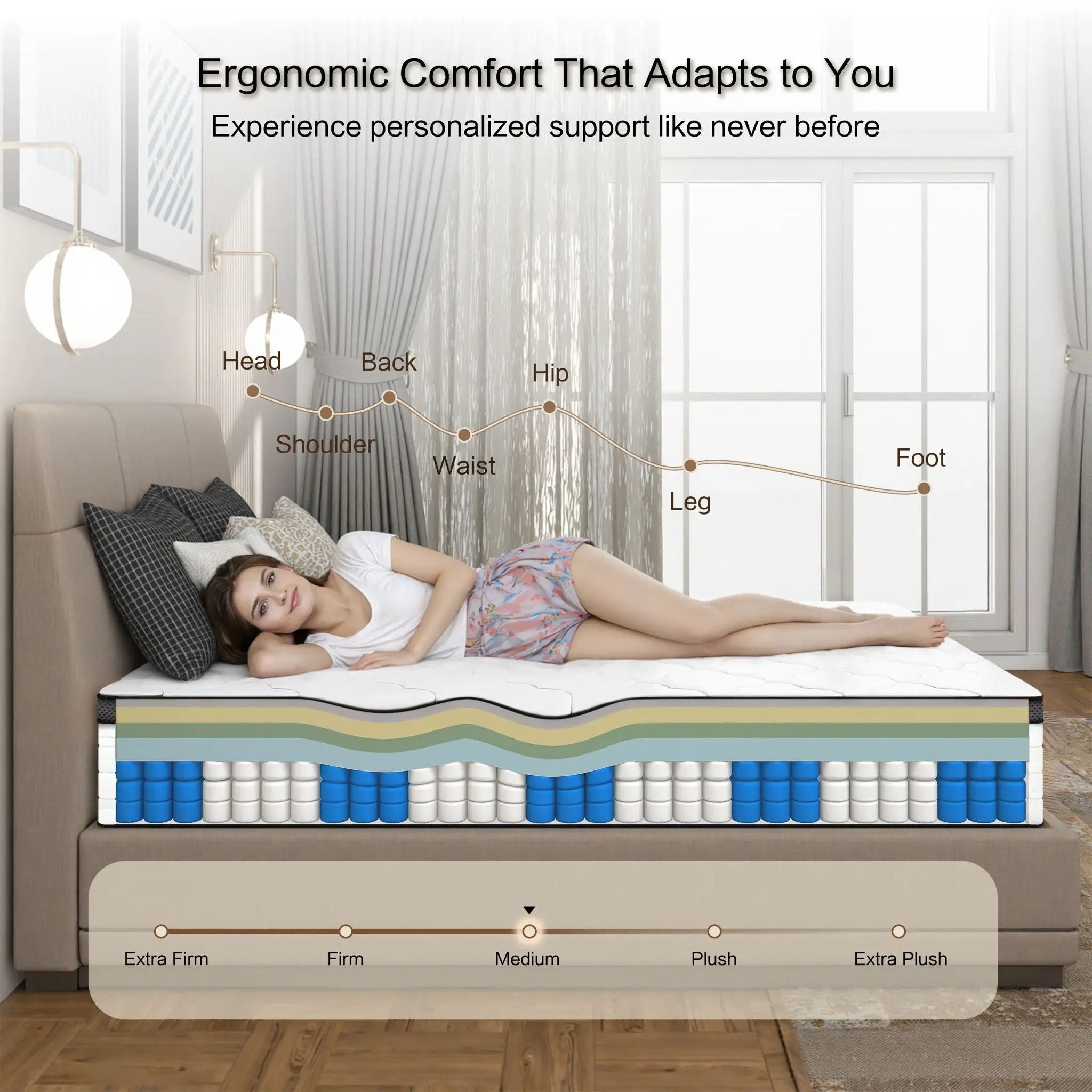 10" Hybrid Medium Firm Mattress With Memory Foam & Pocket Coils by Unique Piece Furniture