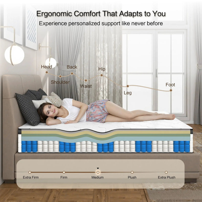 10" Hybrid Medium Firm Mattress With Memory Foam & Pocket Coils by Unique Piece Furniture