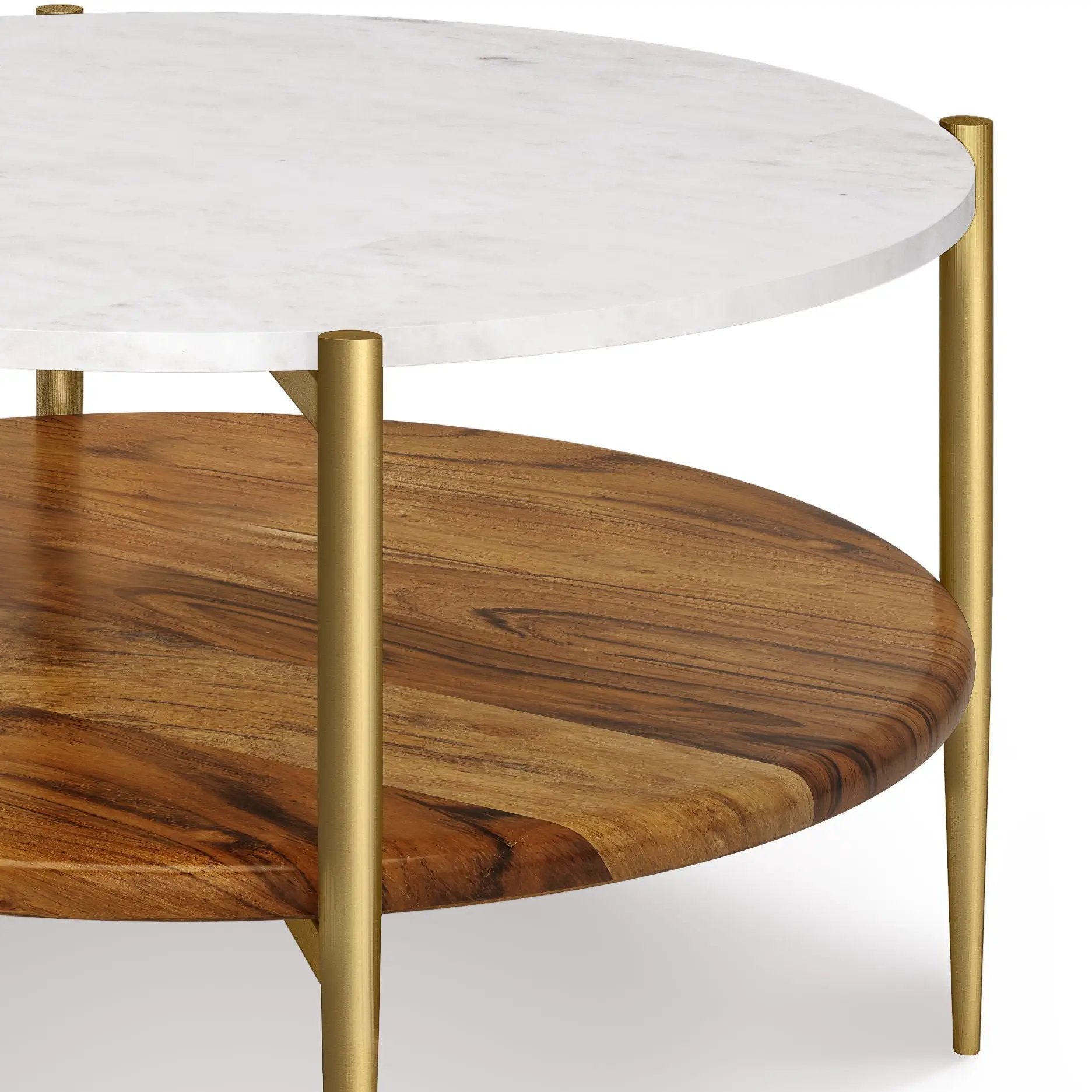 Wagner - Round Marble & Wood Table by Unique Piece Furniture
