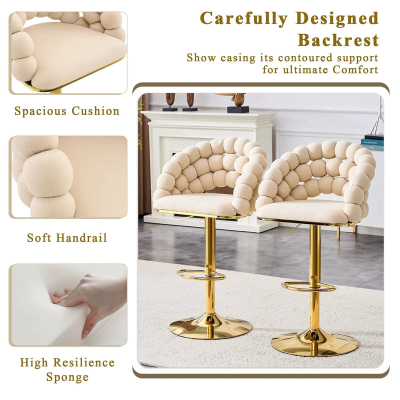 Puffy Bubble Chair, Ball Chain (Set of 2) - Beige / Gold by HouseOfZazla