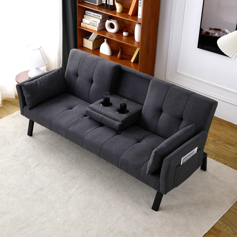 Sofa Bed With Foldable Design And Cup Holder by HouseOfZazla