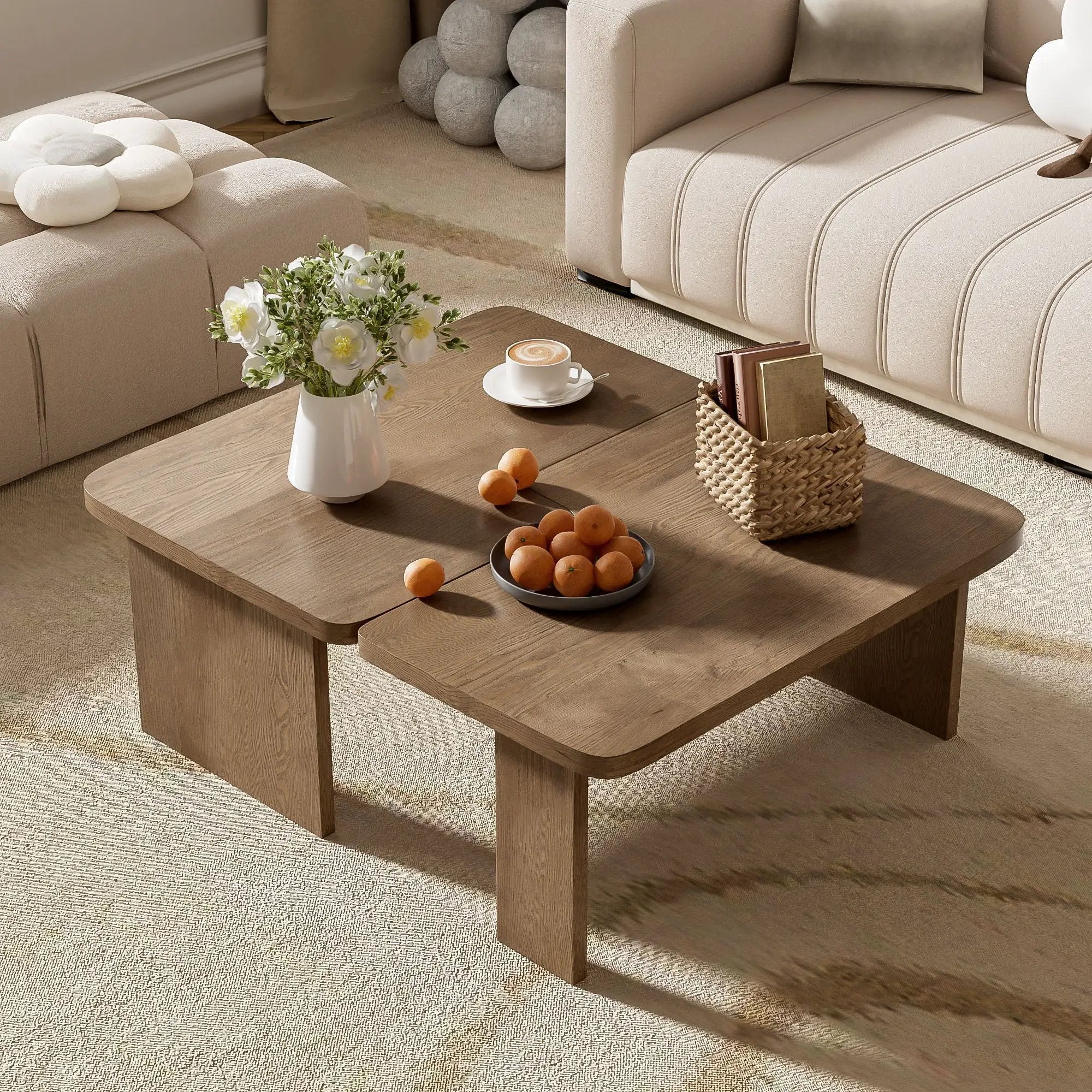 Modern Minimalist Coffee Table Set With Splicing Design by Unique Piece Furniture