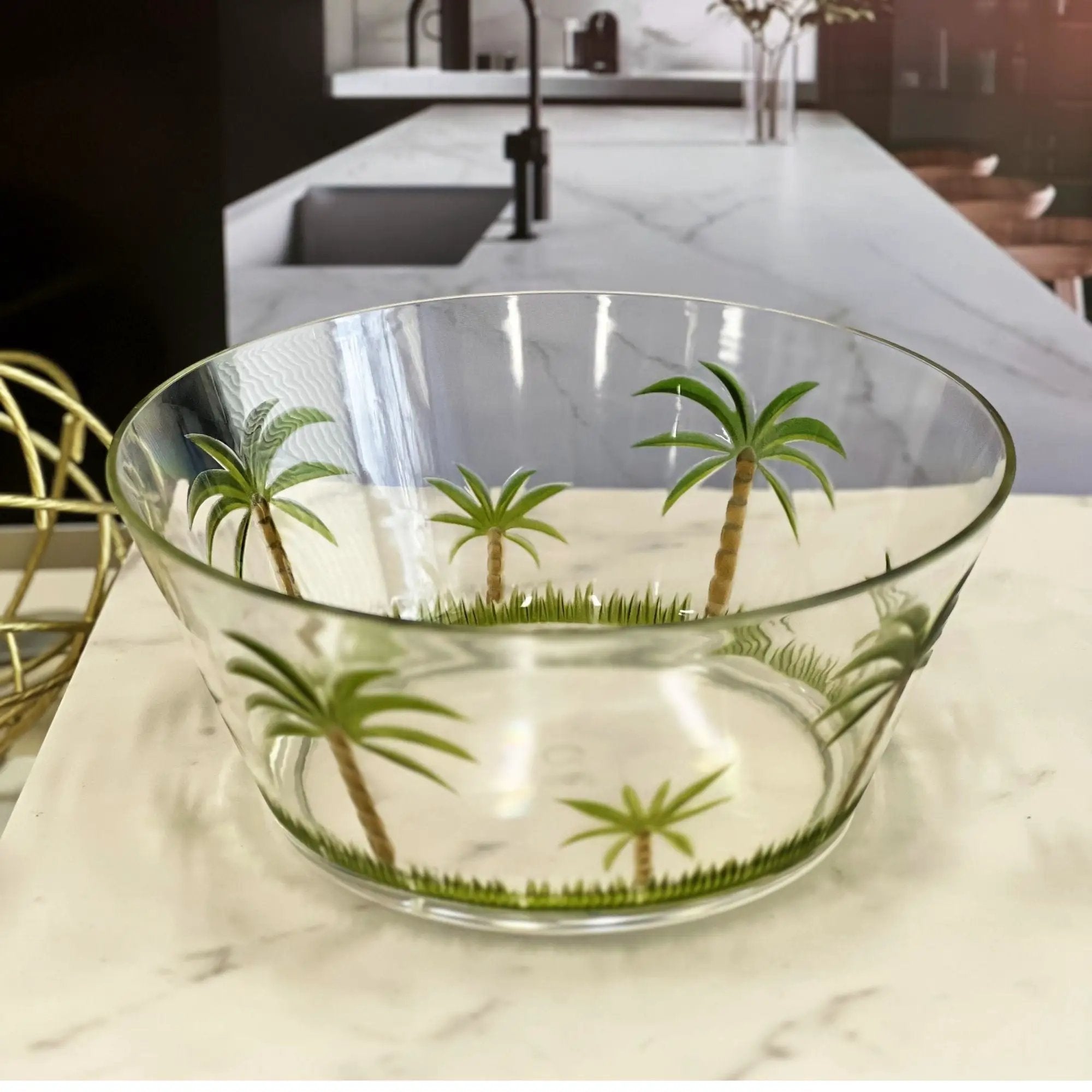 Palm Tree Acrylic Serving Bowls, Unbreakable Large Plastic Bowls by HouseOfZazla