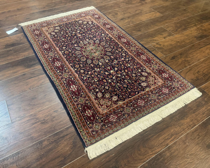 Indo Kashmiri Rug 3x5, Navy Blue, Very Fine 400 KPSI, Pair B by Jewel Rugs