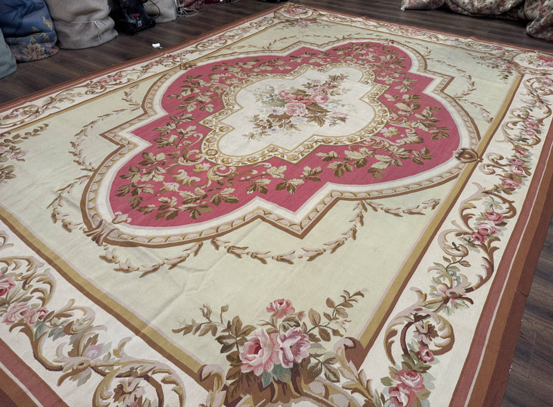 Large Aubusson Rug 10x14, European Elegant French Design, Floral Carpet by Jewel Rugs