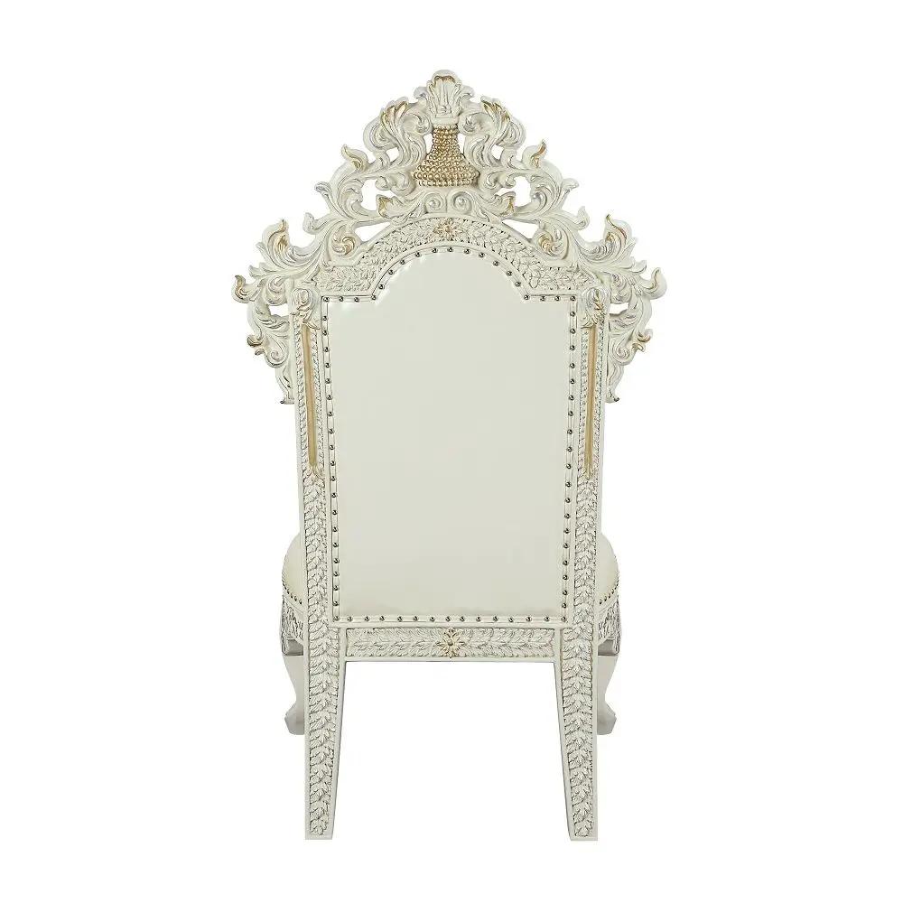 Adara - Side Chair (Set of 2) - Pearl White Synthetic Leather & Antique White by Unique Piece Furniture