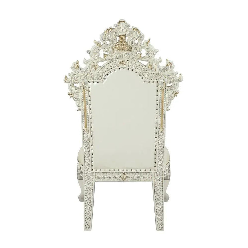 Adara - Side Chair (Set of 2) - Pearl White Synthetic Leather & Antique White by Unique Piece Furniture