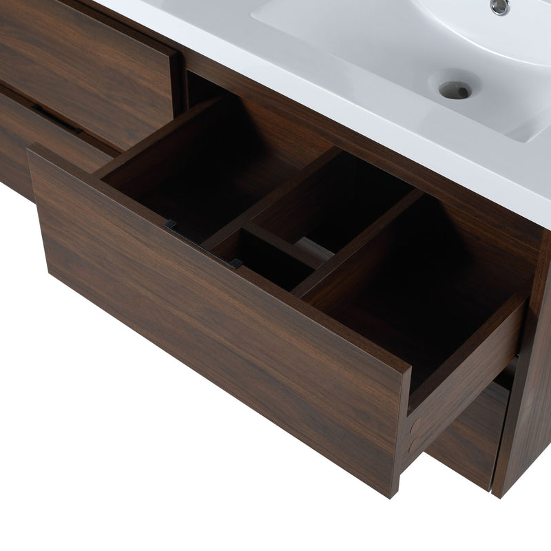 Modern Floating Bathroom Vanity With Dual Resin Sink, Soft Close Drawers by HouseOfZazla