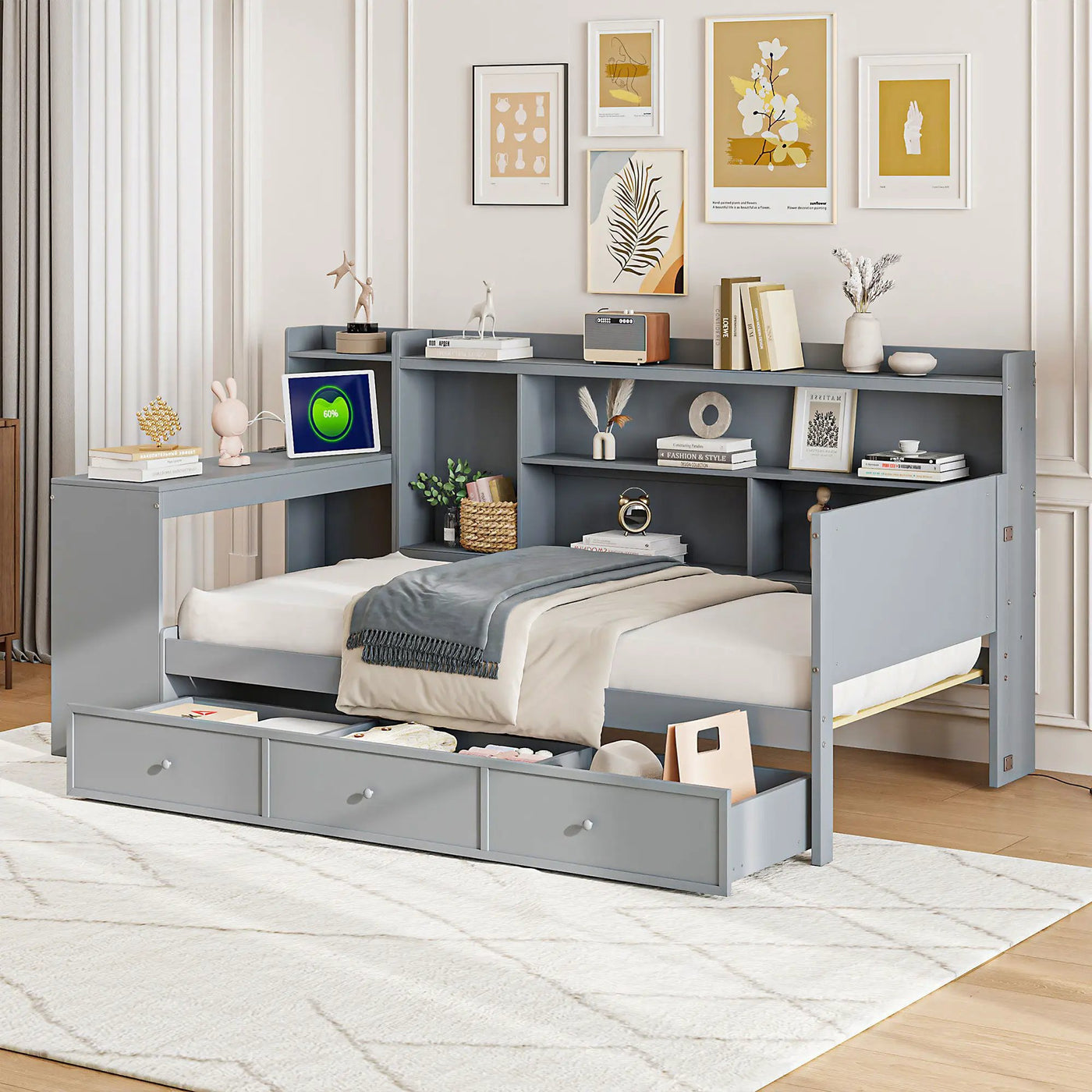 Daybed With 3 Drawers USB Ports And Desk by Unique Piece Furniture