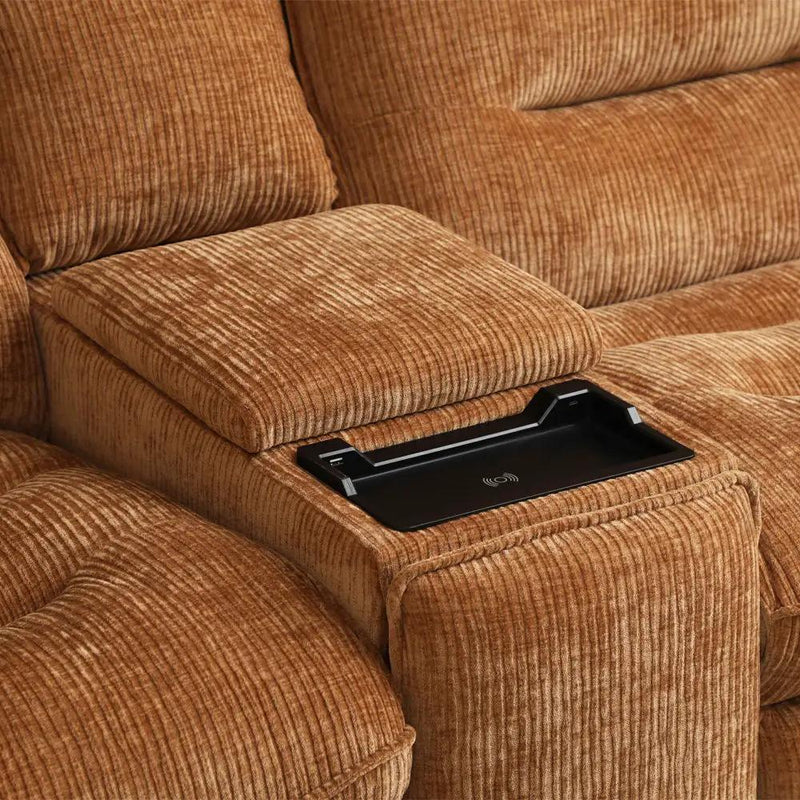 Emmy - Power Motion Sectional Sofa - Orange Chenille by Unique Piece Furniture