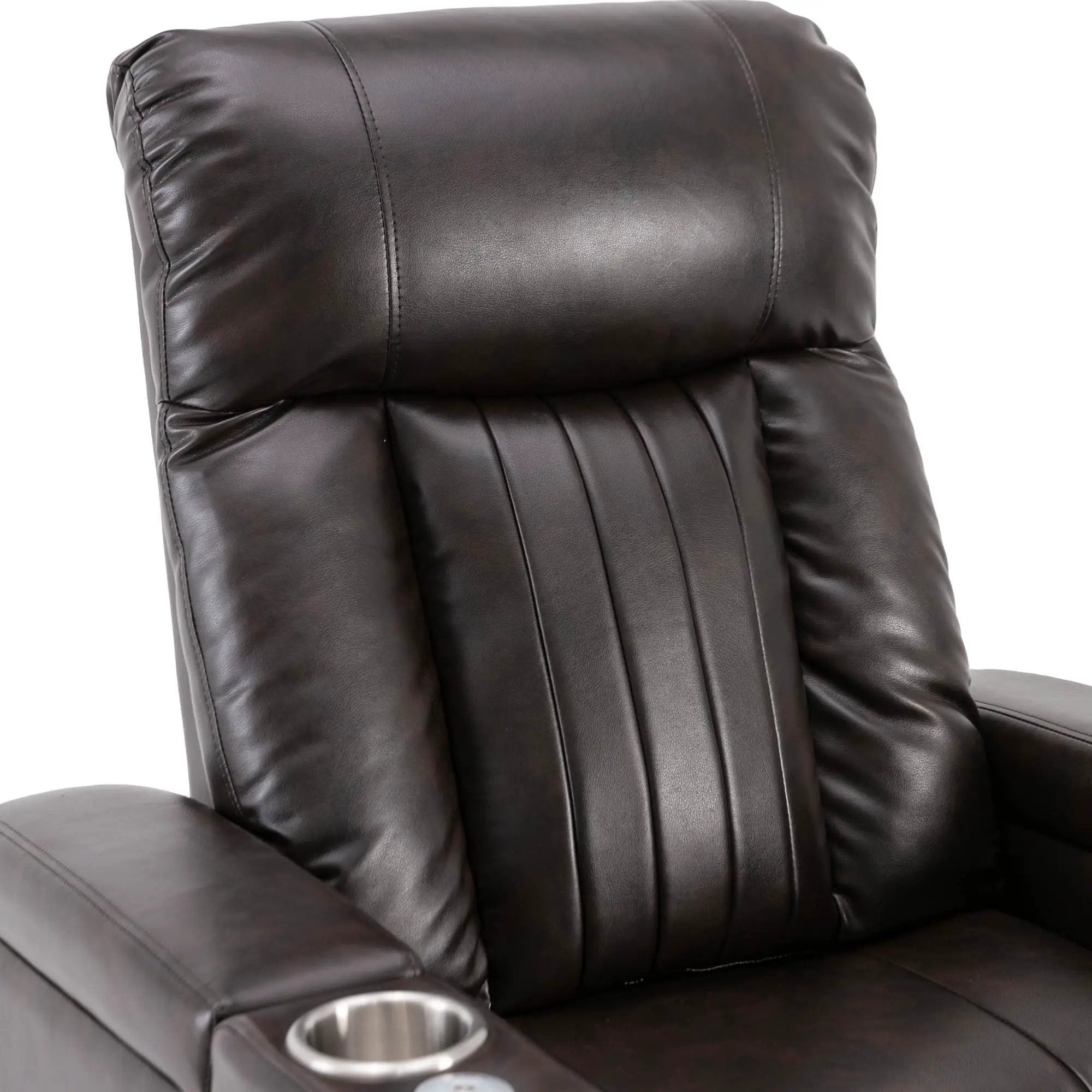 Power Recliner With Storage Arms, Cupholders, Swivel Tray Table And Cell Phone Stand - Brown by HouseOfZazla
