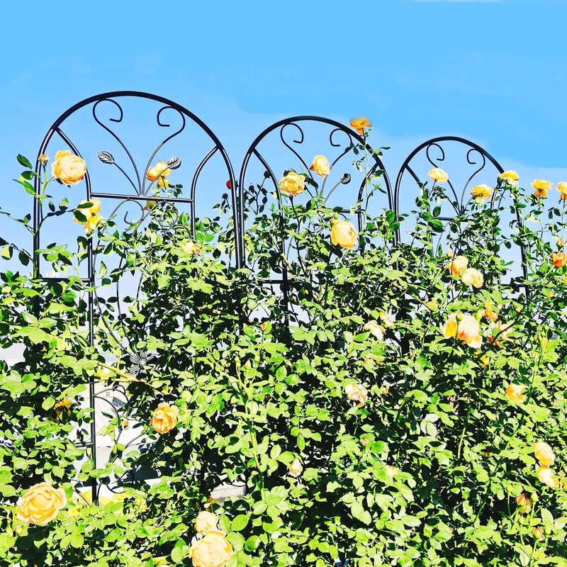 4 Pack Metal Garden Trellis 86.7'' x 19.7'' Rustproof Black by HouseOfZazla