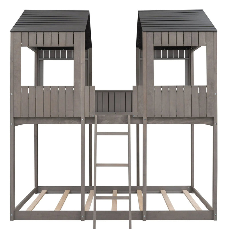 Bunk Bed With Roof, Window, Guardrail, Ladder by HouseOfZazla