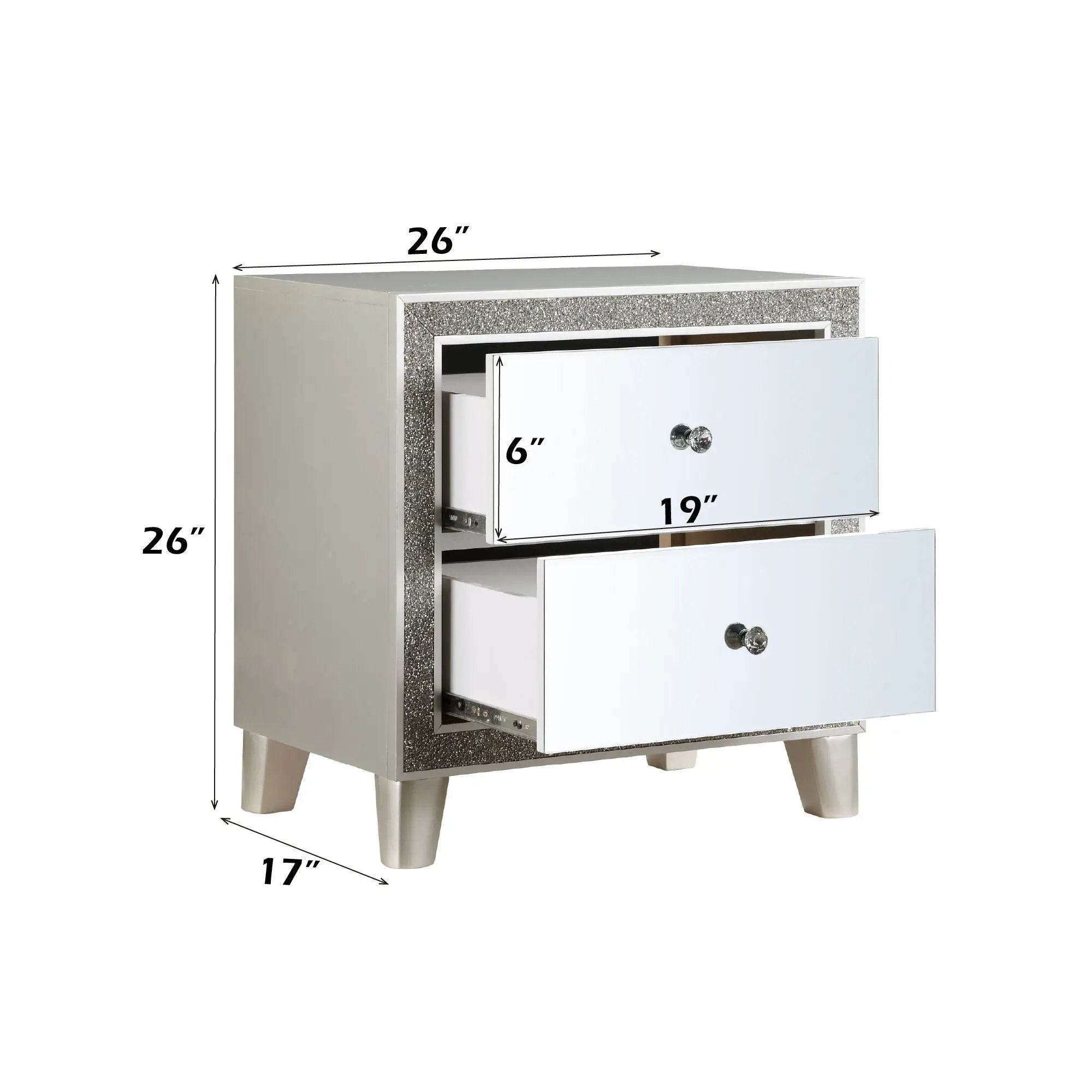 Sliverfluff - Mirrored Nightstand - Champagne by Unique Piece Furniture